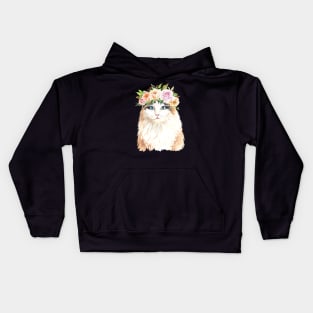 Cat with Beautiful Flower Crown Kids Hoodie